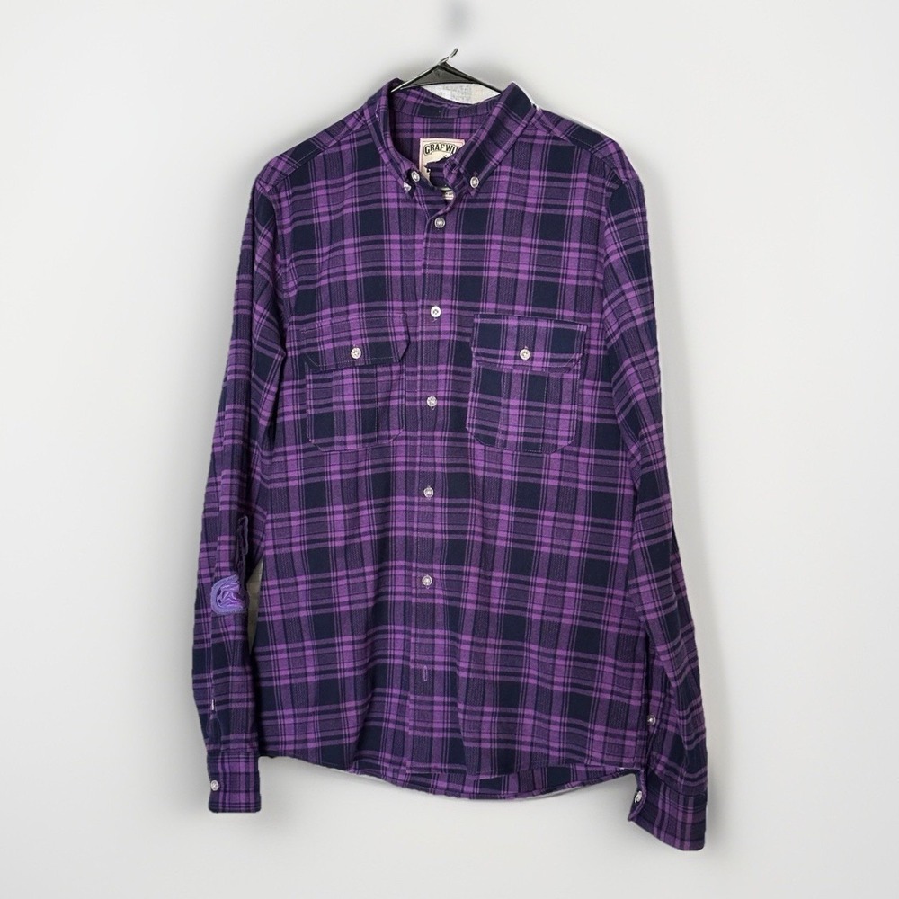 Graf & Wu Purple Plaid Giraffe‎ Embroidered Flannel Shirt Unisex Large? Grunge